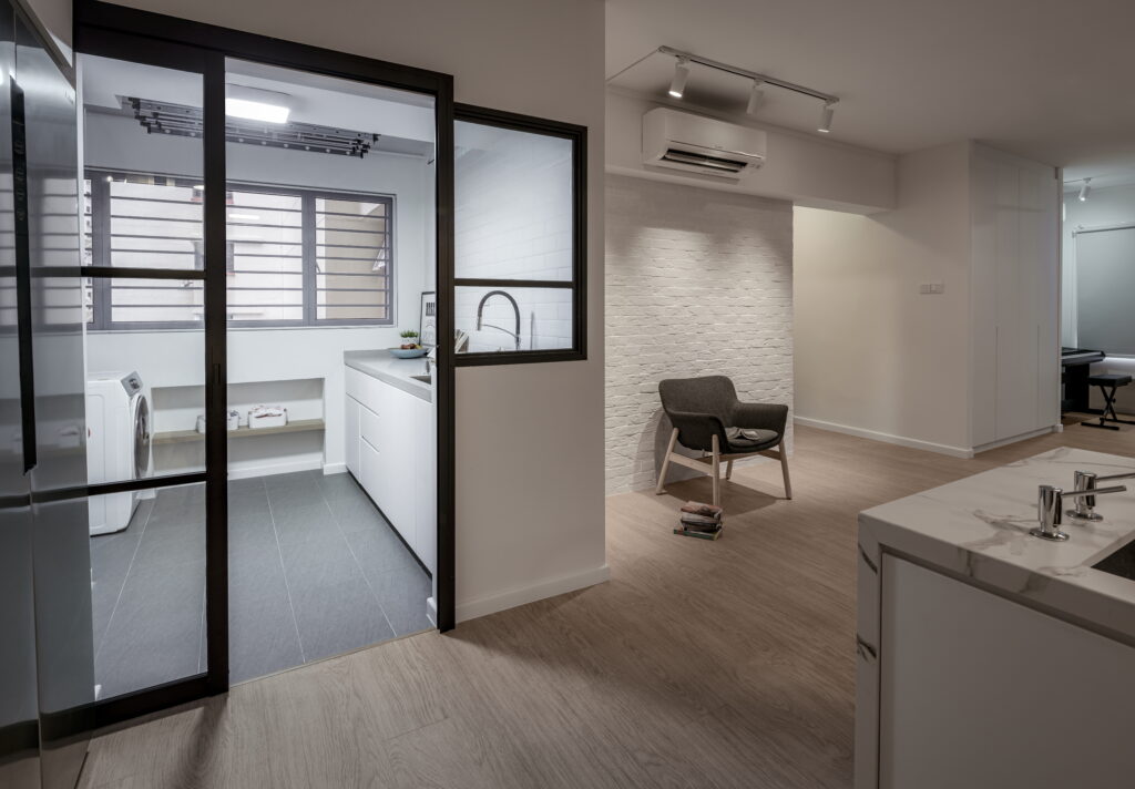 Scandinavian HDB design at 544 Jelapang Road by Zenith Arc, featuring a spacious, minimalist interior with clean lines and functional furniture.