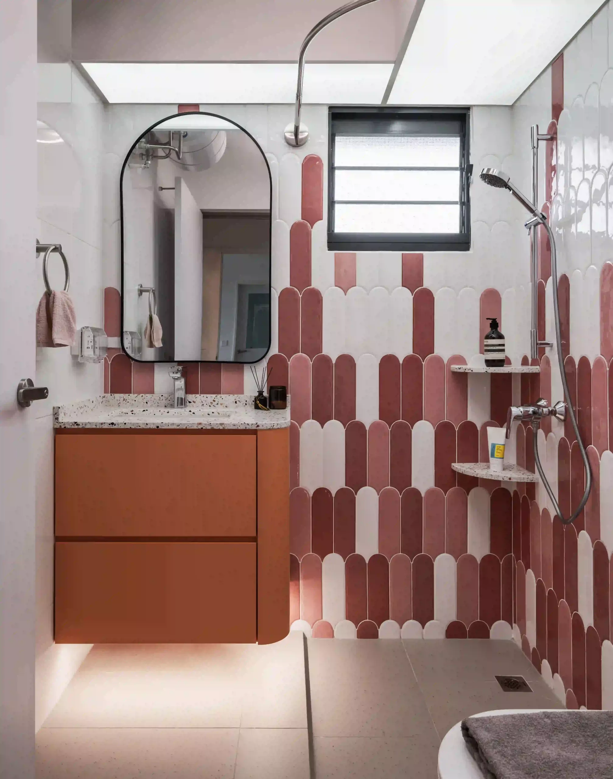 contemporary electic red white tiles bathroom 101a bidadari park drive 2nd project