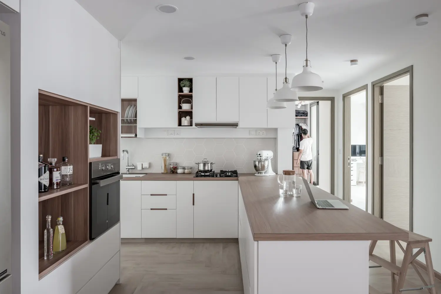 Scandinavian minimalist kitchen design in an executive condominium at The Terrace, 90 Edgedale Plains, Punggol, Singapore