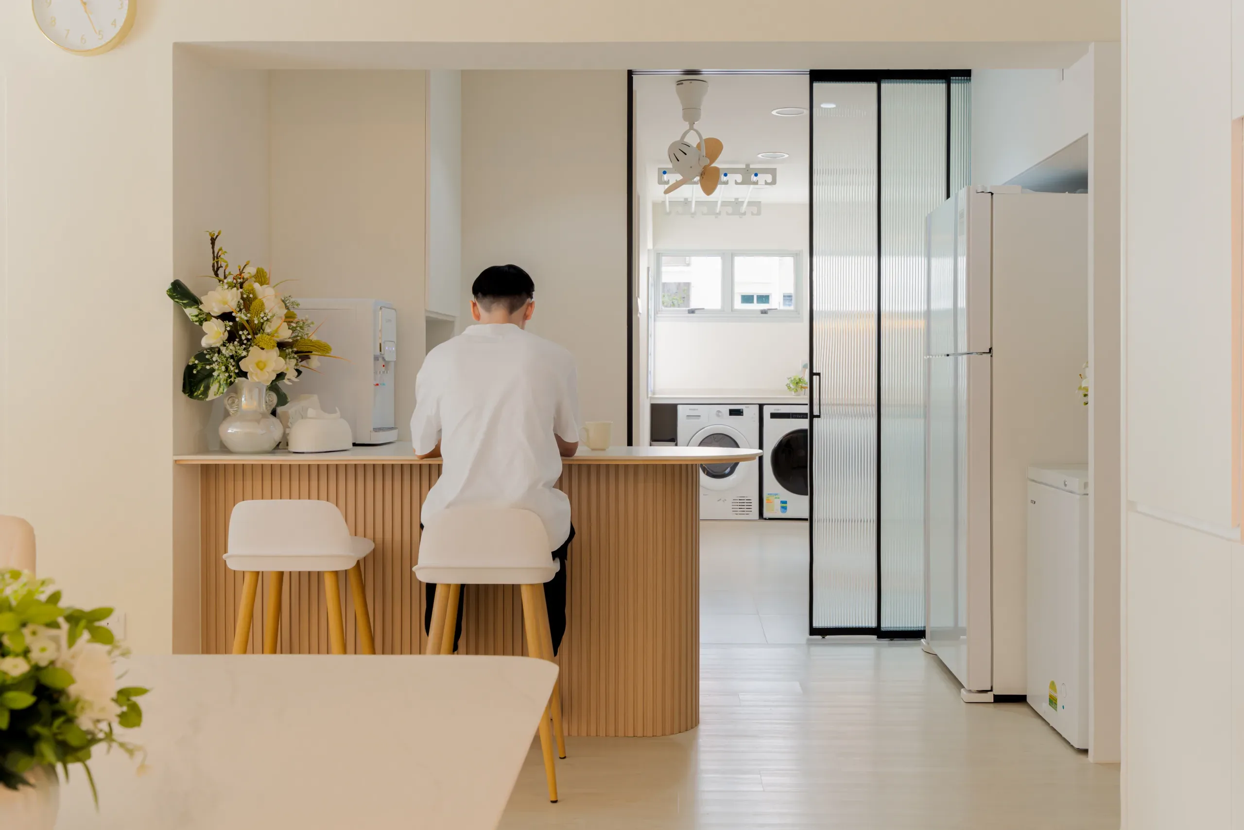 fluted wood kitchen island bar stools hdb